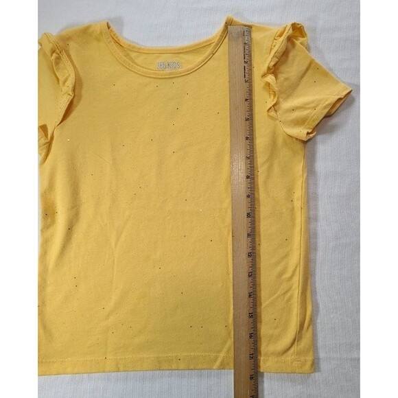 Girls 2-Piece Yellow Glitter Ruffle Tee & Black Leggings Set Size 8 - Picture 5 of 11